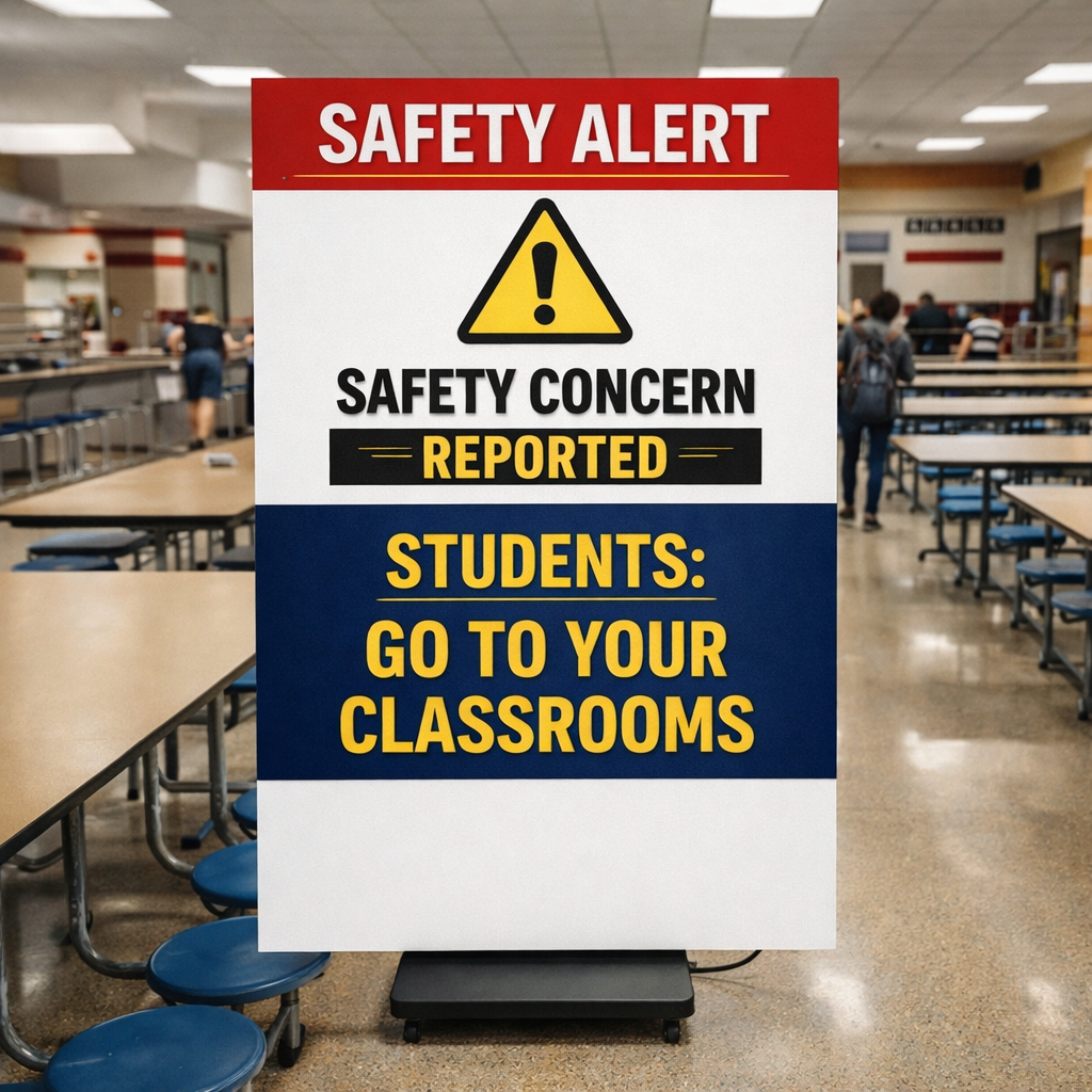 SmartBoard displaying emergency alert messaging