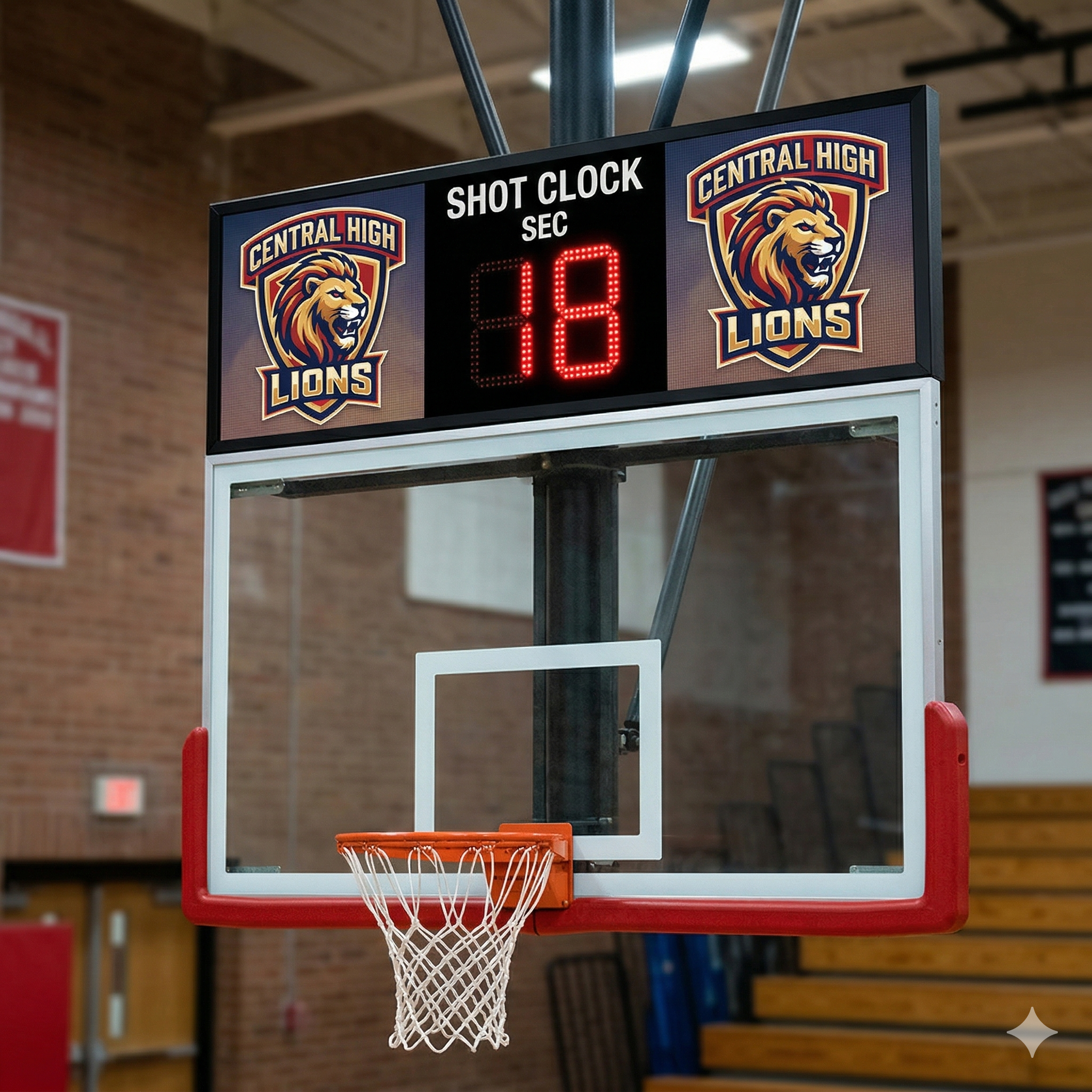 Basketball backboard with mock controllable LED panel